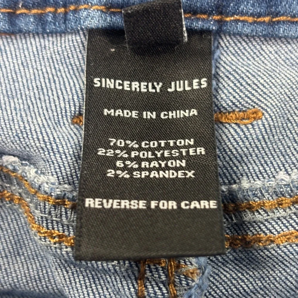 Sincerely Jules Flare Jeans 7/28 Blue Sailor‎ Button Raw Hem Womens